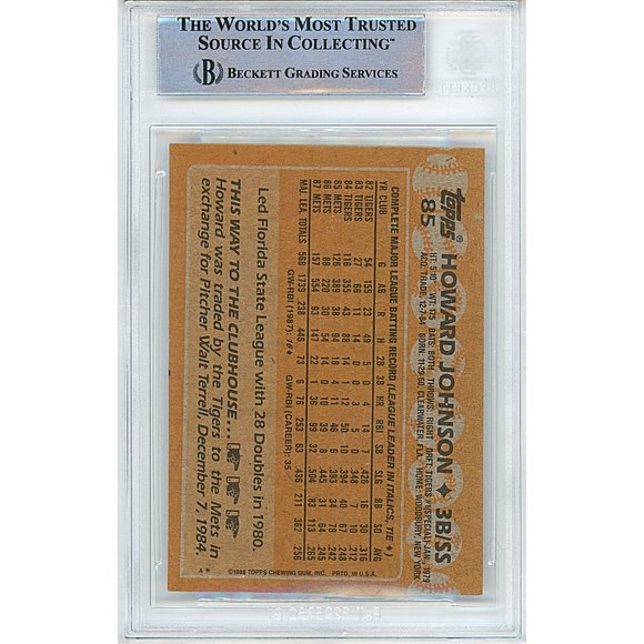 Howard Johnson Signed 1988 Topps Baseball Card NY Mets Beckett Slab Autograph - Picture 3 of 5